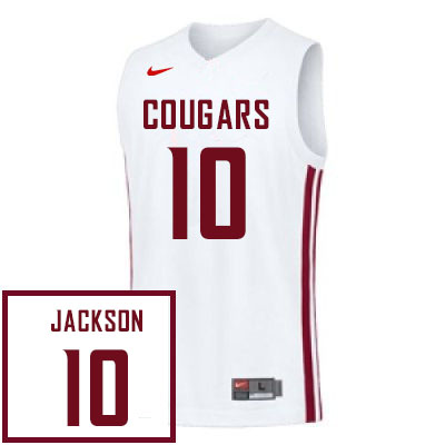 Washington State Cougars #10 Dishon Jackson College Basketball Jerseys Sale-White